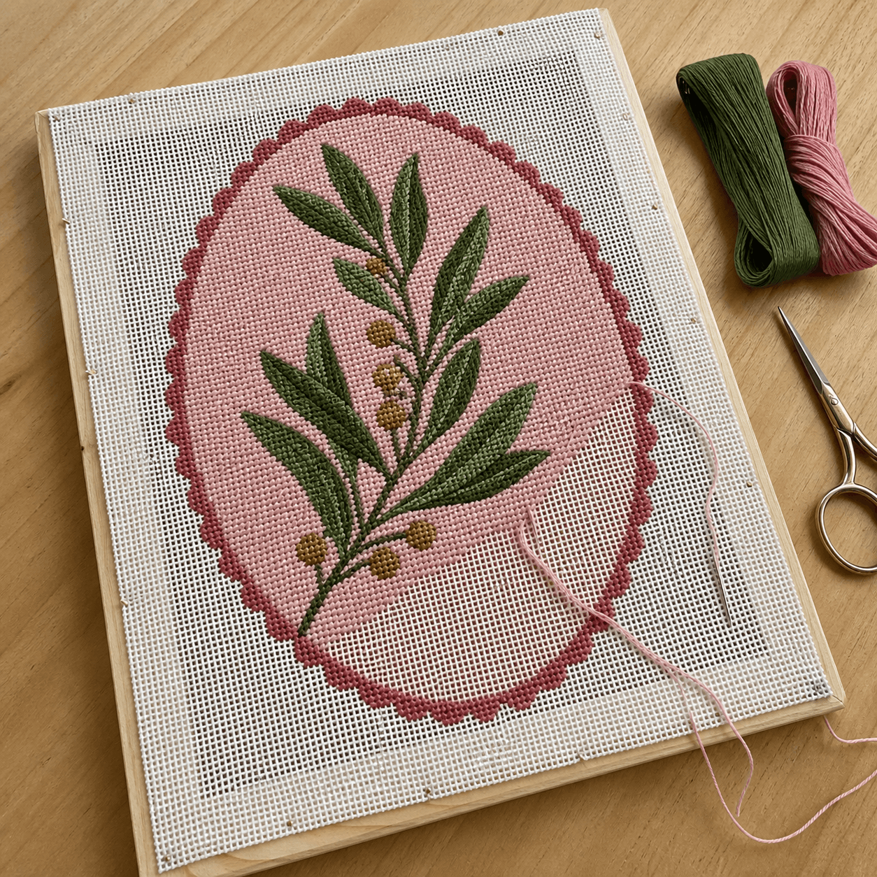 Detailing the leaves.